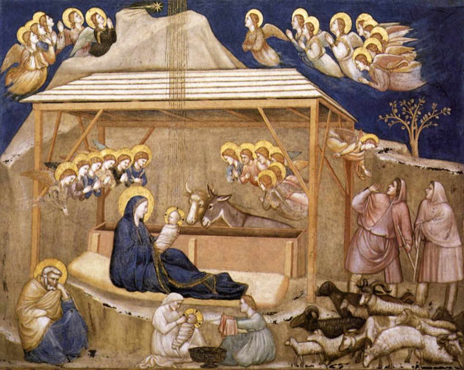 Narodzenie, Giotto di Bondone, ok. 1311-20, fresk w Bazylice św. Franciszka w Asyżu
